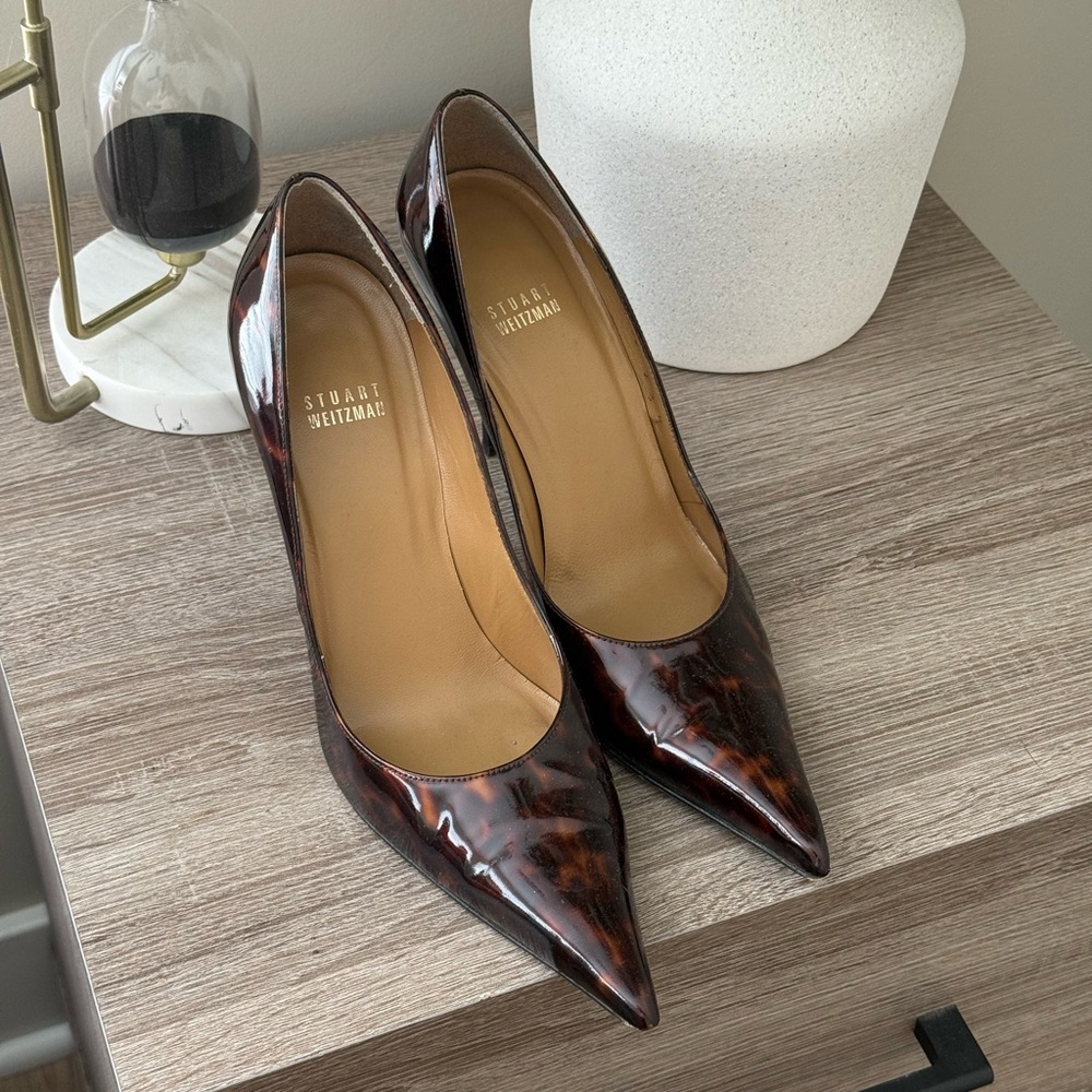 Stuart Weitzman Stuart Power Pumps in Tortoiseshell Brown